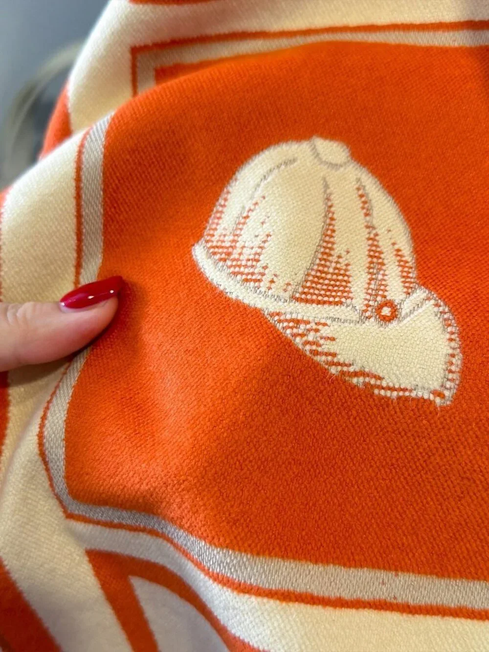 Orange Animal Jacquard Women's Elegant Scarf Shawl Blanket Neck Warmer Regular